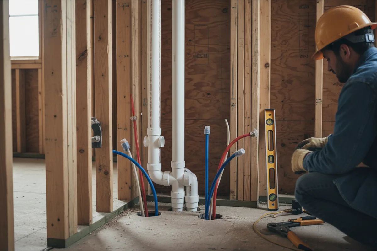 Drain and supply rough-in during Toilet Repair and Installation in Bunker Hill